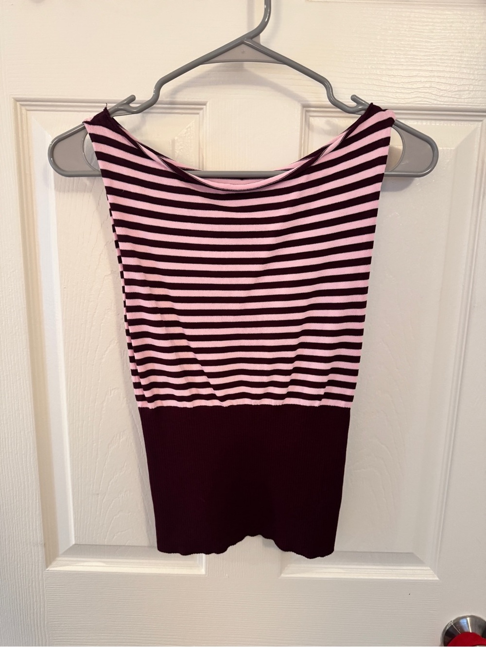 Glassons Pink and Wine Striped Sleeveless Knit Tank
